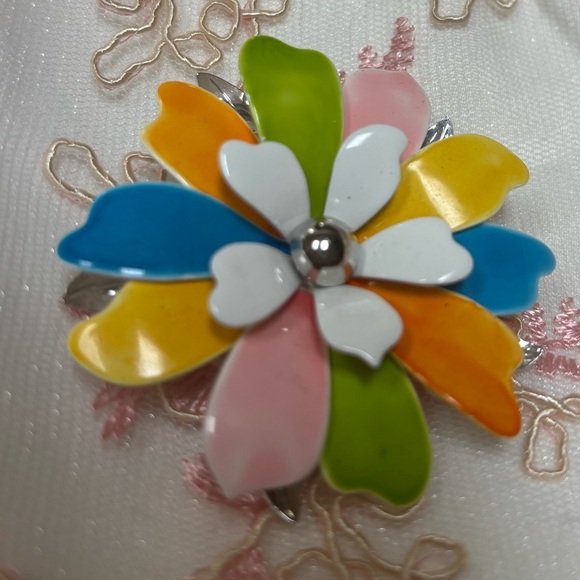 Vintage Cara China made in England & Sarah Coventry Pastel Floral Brooch Set - Picture 8 of 10